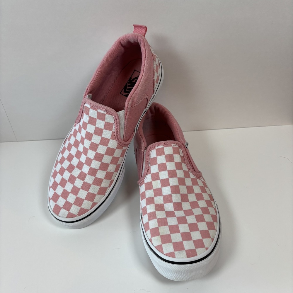 Vans Off-The-Wall Slip-On Shoes Sneaker Pink White Checkered Womens Size 4.5 EUC